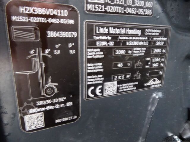 Električni 4 -kolesni viličar Linde E20PL-02