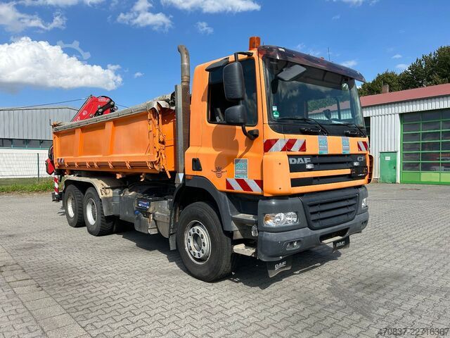 Autocamion basculant tridirecțional DAF CF 510 / Bordmatik / abnehmbarer Kran + Funk