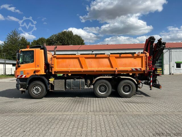 Autocamion basculant tridirecțional DAF CF 510 / Bordmatik / abnehmbarer Kran + Funk