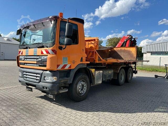 Autocamion basculant tridirecțional DAF CF 510 / Bordmatik / abnehmbarer Kran + Funk