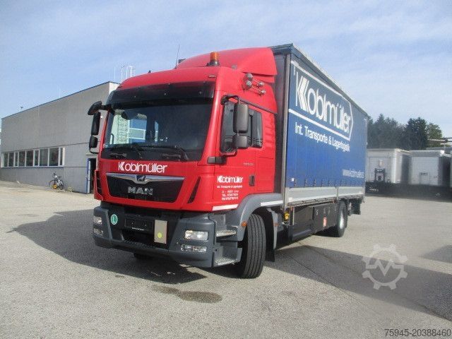 Kamion s ravnom platformom i ceradom MAN TGM 18.290, LBW, TÜV 09/2026, Kabine 2 Betten
