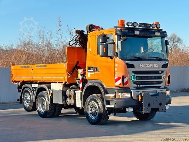 Kravas automašīnai uzstādīts celtnis SCANIA G 360 * KIPPER 4,60m * PALFINGER PK 11002/ 6x6