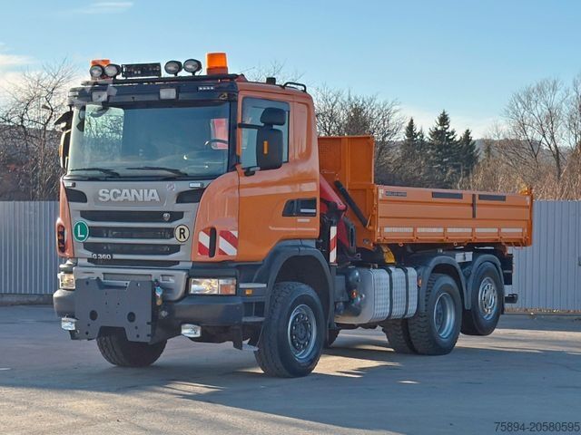 Kravas automašīnai uzstādīts celtnis SCANIA G 360 * KIPPER 4,60m * PALFINGER PK 11002/ 6x6