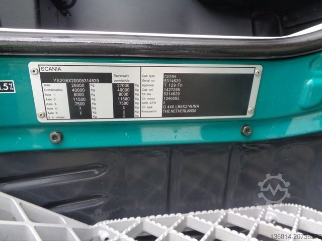 Konkslaaduriga veok SCANIA G440 6x2 Palfinger Abroller Lenkachse Retarder