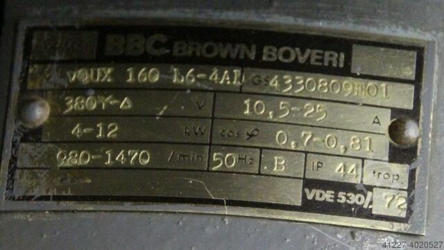 Electric motor 4/12 kW 980/1470 Rpm BBC vQUX160L6-4AI