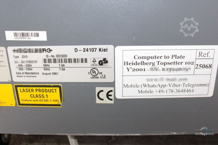 Systém osvitových desek / CTP Plate Maker Heidelberg TopSetter 102