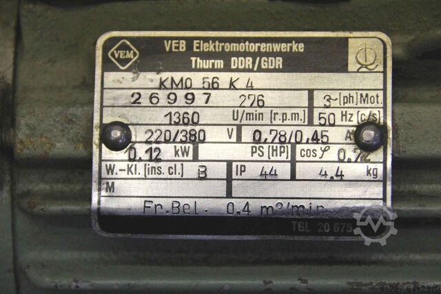 Электродвигатель 0,12 кВт 1360 об/мин VEM KMO 56 K 4