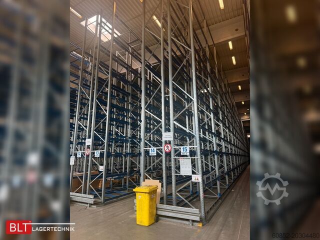 Estantería para cargas pesadas, estantería industrial, estantería de gran altura SSI Schäfer PR600 – 14,10 lfm Höhe 7,50m, Boden + 4, Fachlast: 3500kg