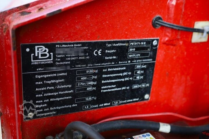 Scissor lift PB LIFT S171-16E Electric, 17.3m Working Height, 400k