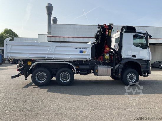Trójstronna wywrotka MERCEDES-BENZ AROCS 3351 AK 6X6  3-S-KIPPER BORDMATIK,  PALFINGERKRAN, NEU, MIETKAUF MGL