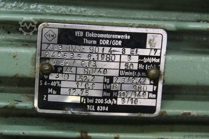 Geared motor 0.6/1.0 kW 40/80 rpm VEM ZG3BMRE90L4-8 EL