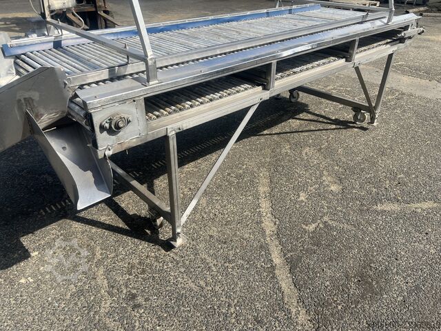 Transportador de rodillos de inspección en acero inoxidable  