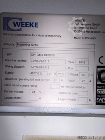 مركز تصنيع CNC عمودي WEEKE OPTIMAT BHX 055