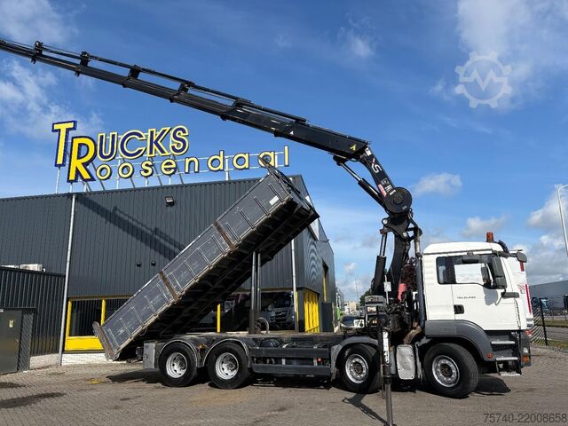 क्रेन ट्रक MAN TGA + HIAB 322 E-7 HIPRO + TIPPER + 8X4 + REMOTE