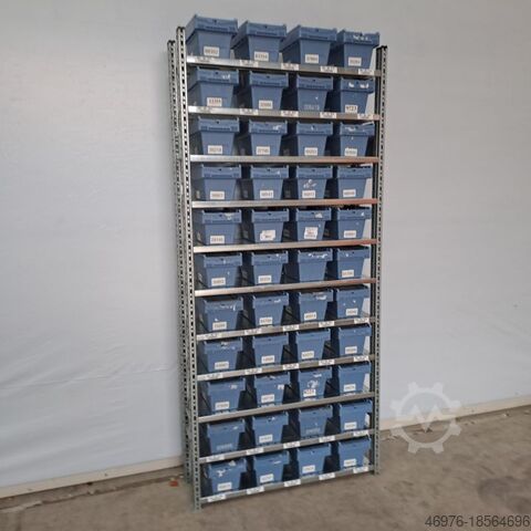 Crate rack, shelf rack, magazine rack Schäfer R3000 / Regallänge: 1.056 mm 2.278x300mm / BITO Mehrwegbehälter