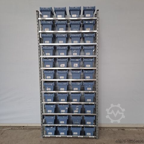 Crate rack, shelf rack, magazine rack Schäfer R3000 / Regallänge: 1.056 mm 2.278x300mm / BITO Mehrwegbehälter
