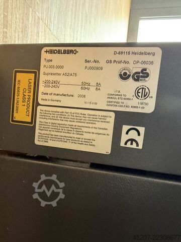 2008年製 ハイデルベルグ Suprasetter A52/A75 Heidelberg Suprasetter A52/A75