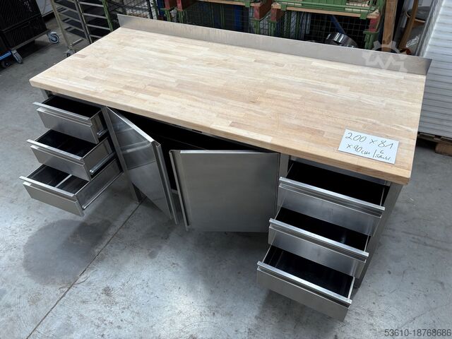 Mesas de trabajo con tablero de madera de haya  