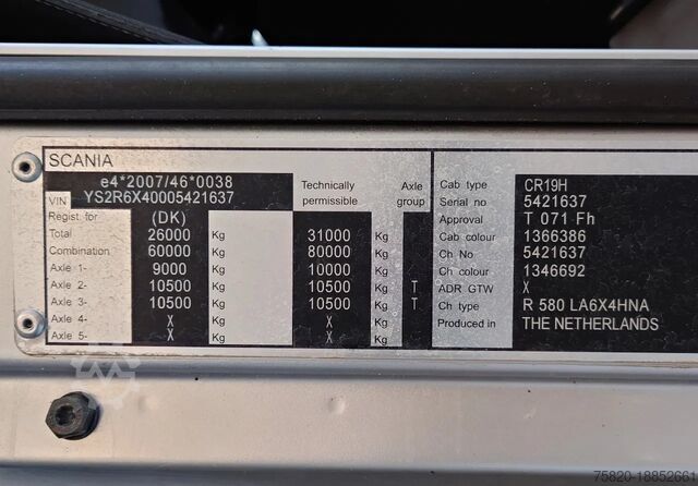Estándar-SZM Scania R580 V8 6X4 TREKKER/TRACTOR/SZM MET EFFER 315/6...