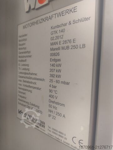 Block heat and power plant MAN E2876