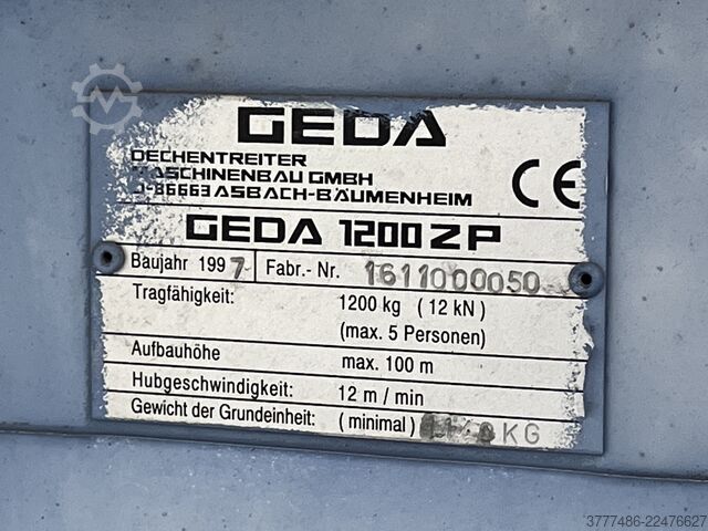 Rack and pinion lift for persons and goods GEDA 1200 ZP Bauaufzug 3,25 x 1,40 m