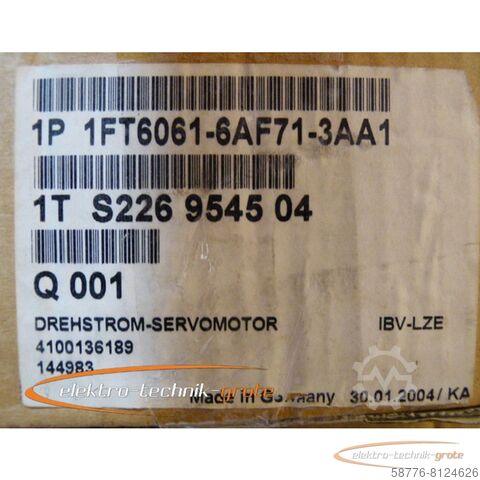 Siemens Motor Siemens 1FT6061-6AF71-3AA1 Servomotor   -  mit 12 Monaten Gewährleistung! -