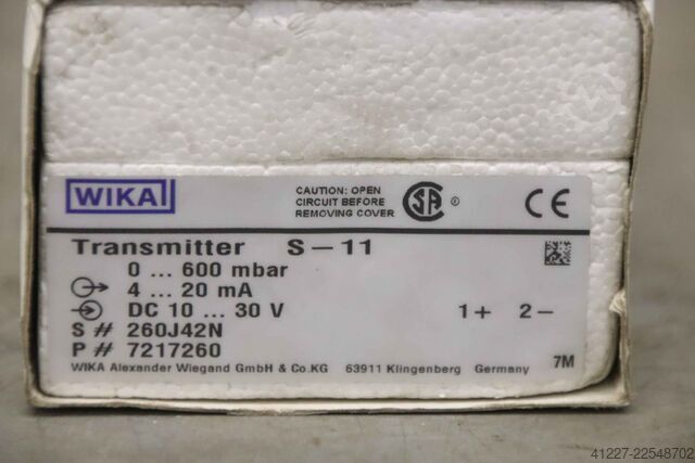 เซ็นเซอร์วัดแรงดัน 0 - 600 mbar WIKA Transmitter S-11