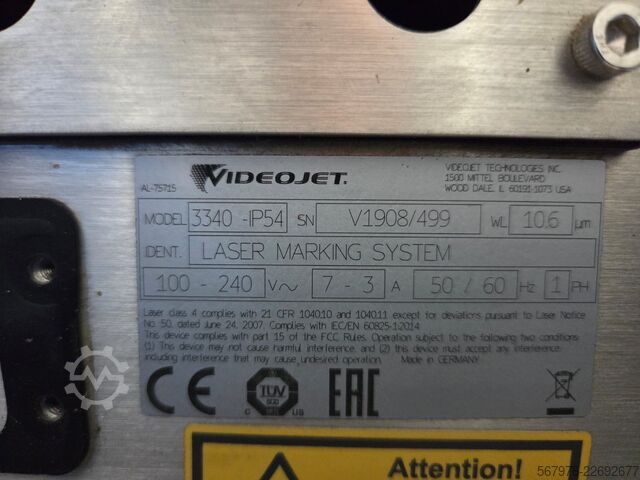 Laserový značicí systém Videojet 3340 Laser Marking Systems & Extractor