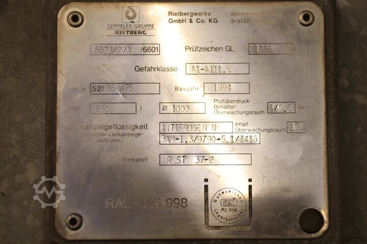 Instalasi tangki Rietberg Tankinhalt 600 l  DIN 6623/2/A