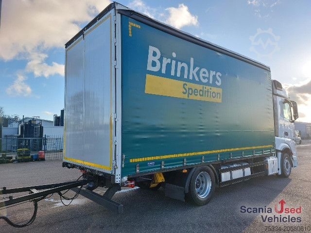 รถบรรทุกพื้นเรียบพร้อมผ้าใบคลุม Mercedes-Benz 1845L Plane/Edscha NUR KOMPLETT m. ANH.!!!