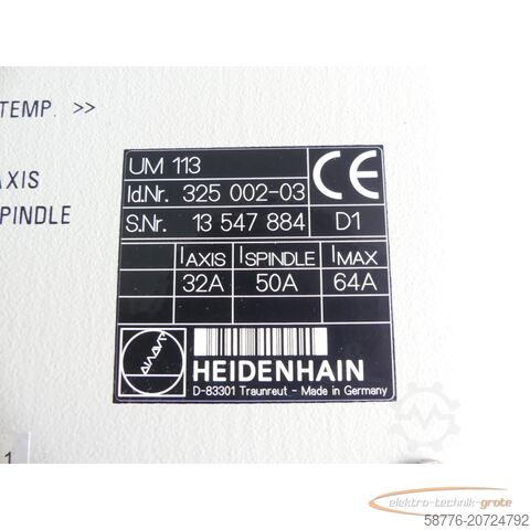 Heidenhain component Heidenhain UM 113 . 325 002-03 generalüberholt mit 3 Monaten Gewährleistung SN: 13547884D1 im Austausch (Exchange)