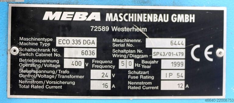стрічкова пила MEBA - Vollautomat ECO 335 DGA