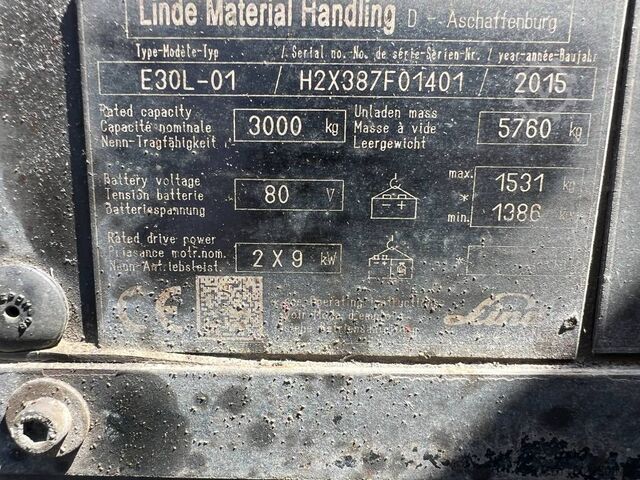 Trukki Linde E30L-01 side-shift 6.62m heating (1846)