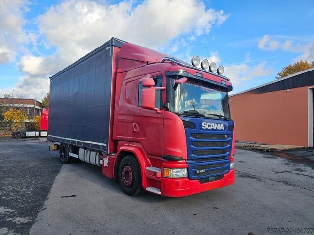 شاحنة بمسطحة ومشمع SCANIA G410 Volumen, Edscha, Hubdach+Tandemhänger