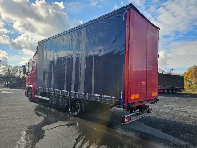 شاحنة بمسطحة ومشمع SCANIA G410 Volumen, Edscha, Hubdach+Tandemhänger