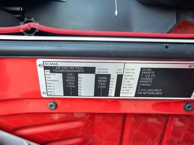 شاحنة بمسطحة ومشمع SCANIA G410 Volumen, Edscha, Hubdach+Tandemhänger