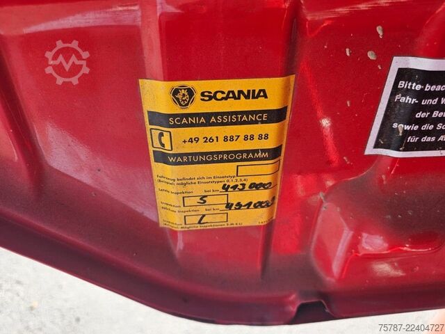 شاحنة بمسطحة ومشمع SCANIA G410 Volumen, Edscha, Hubdach+Tandemhänger
