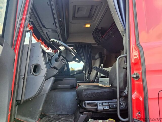 شاحنة بمسطحة ومشمع SCANIA G410 Volumen, Edscha, Hubdach+Tandemhänger