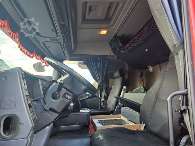 شاحنة بمسطحة ومشمع SCANIA G410 Volumen, Edscha, Hubdach+Tandemhänger