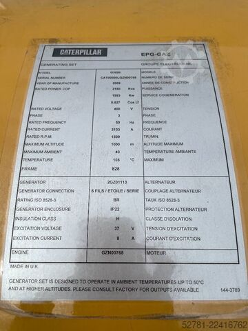  CAT G3520 - 2.150 kVA Used Gas Generator - DPX-12668