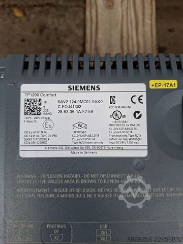 Komfort betjeningspanel SIMATIC HMI TP1200 Siemens 6AV2124-0MC01-0AX0