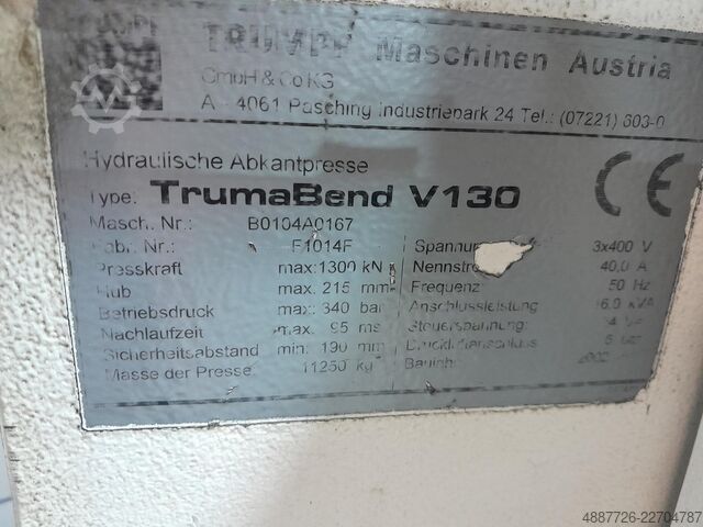 Upogibni stroj, vključno z orodji TRUMPF TrumaBend V130
