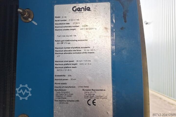 Sujungta teleskopinė darbo platforma Genie Z135/70 Diesel, 4x4x4 Drive, 43m Lifting Height, 2
