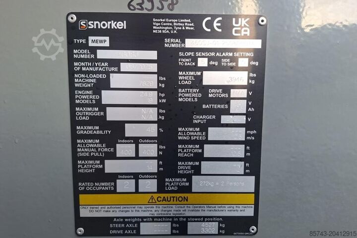 Teleskopinė platforma Snorkel 460SJ Valid Inspection, *Guarantee! CE, Diesel, 4x