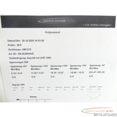 하이덴하인 성분 Heidenhain UM 121D ID 392 319-01 generalüberholt mit 3 Monaten Gewährleistung SN26385942E im Austausch (Exchange)