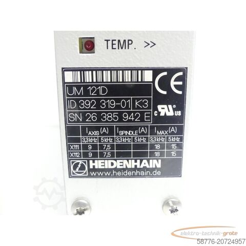 하이덴하인 성분 Heidenhain UM 121D ID 392 319-01 SN26385942E generalüberholt - 3 Mon. Gewährl.