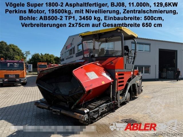 Trạm trộn nhựa đường VÖGELE Super 1800-2 Nivellierung 650cm Arbeitsbreite