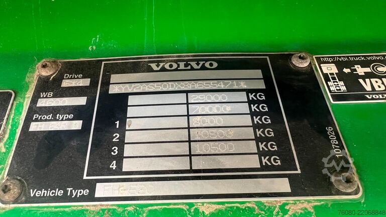 Chassis med førerhus Volvo FH 520 (6X4 / LONG CHASSIS / FRONT STEEL)