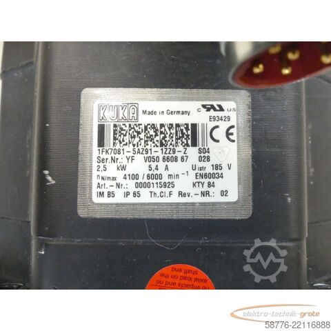 控制单元 KUKA 1FK7081-5AZ91-1ZZ9-Z S04 Servomotor SN: YFV050660867028
