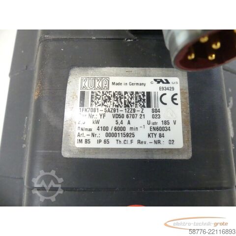 控制单元 KUKA 1FK7081-5AZ91-1ZZ9-Z S04 Servomotor SN: YFVD50670721023